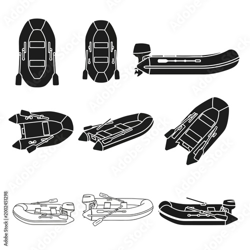 Inflatable Boat Collection: Various Angles, Motorized and Oar-Powered Options