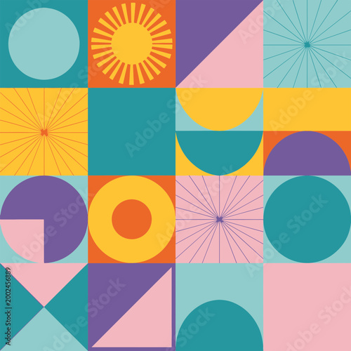 Lgbt Geometric Seamless Pattern Abstract Heat Icon Sun Circles