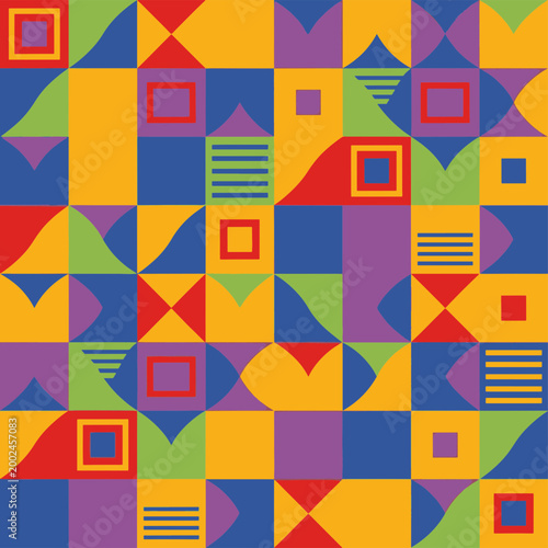 Lgbt Geometric Seamless Pattern with Bright Colors and Shapes
