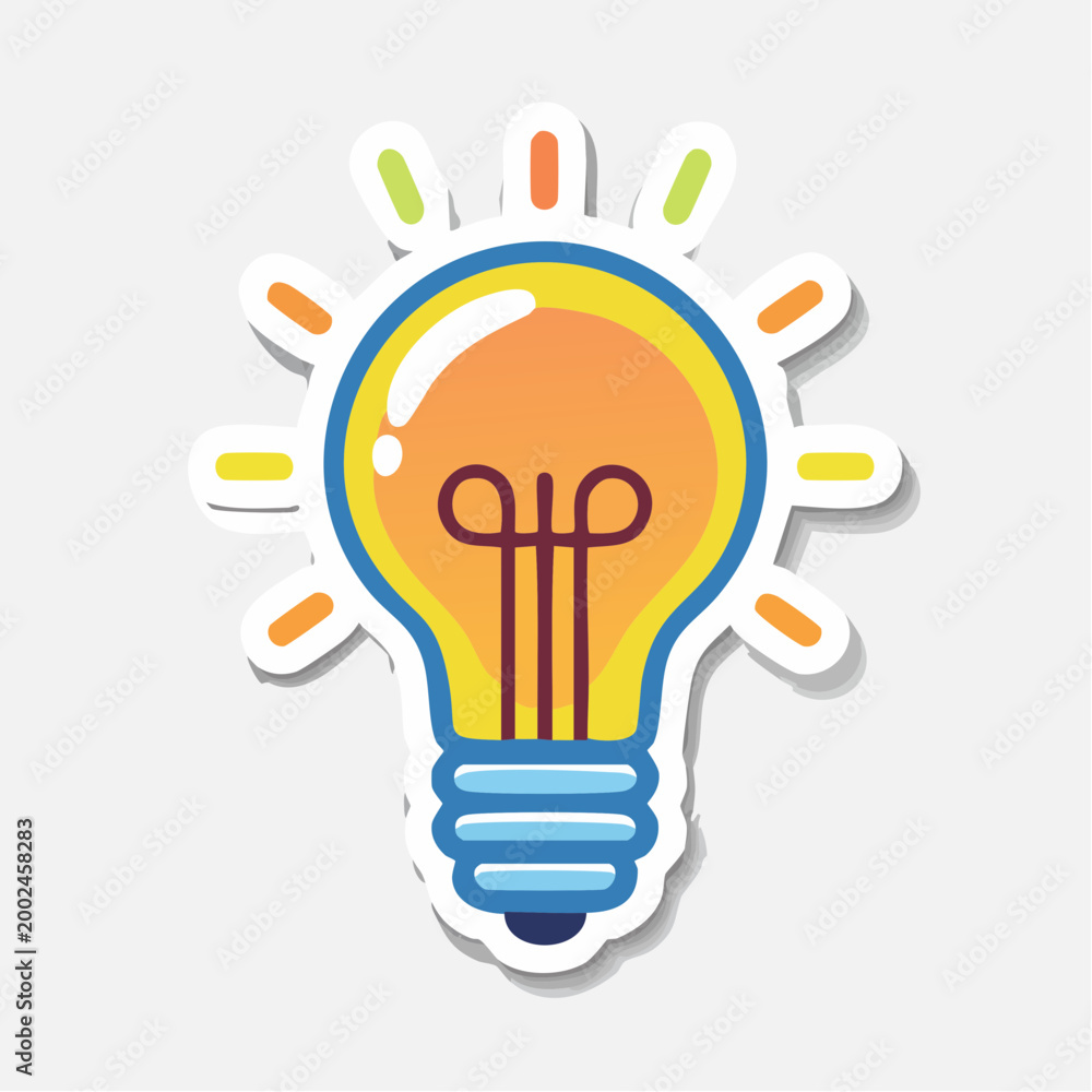 Fototapeta premium Cartoon light bulb icon representing an idea