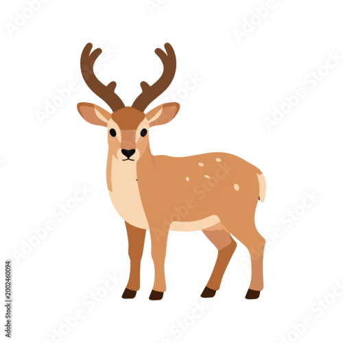 Obraz Illustration of a cute deer with brown antlers isolated on white background