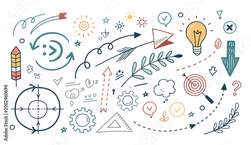 Quadro su tela Collection of business strategy icons.