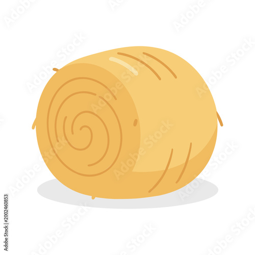 Cartoon hay bale illustration on a white background in yellow and brown