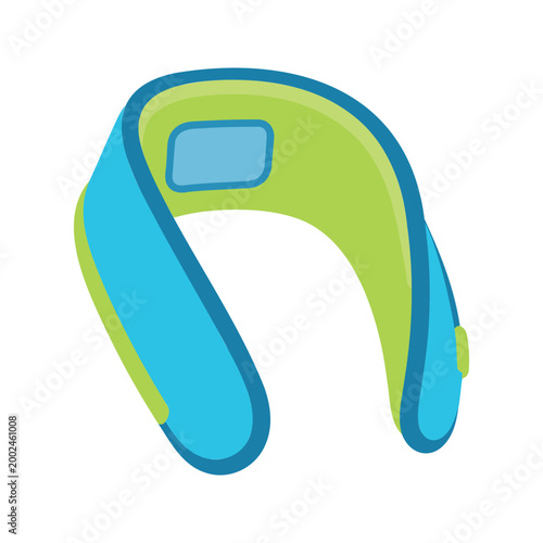 Neck and shoulder massager with bright blue and green color combination on a white background