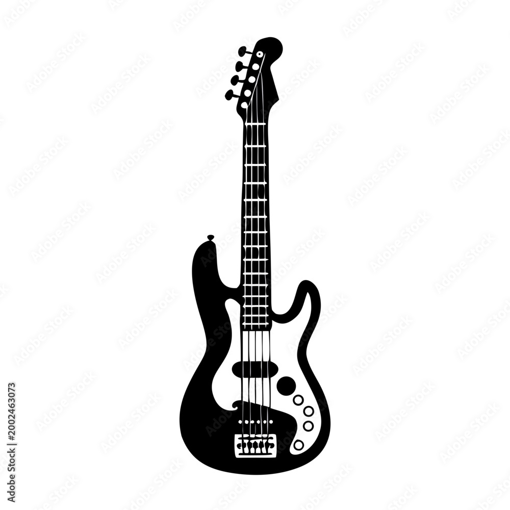 Obraz premium electric guitar silhouette icon illustration for music instrument rock performance and sound design