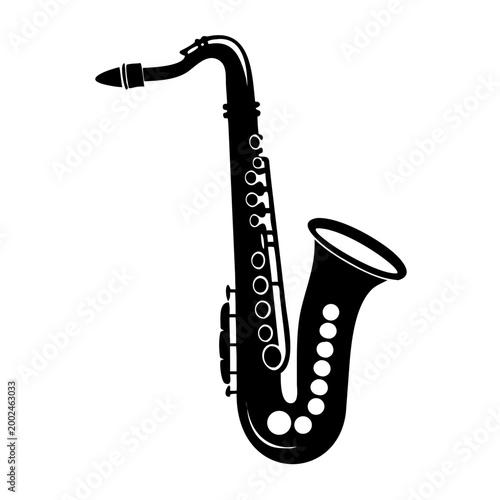 alto saxophone silhouette icon illustration for jazz music instrument performance and sound design