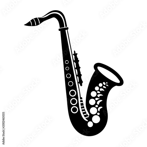 alto saxophone silhouette icon illustration for jazz music instrument performance and sound design
