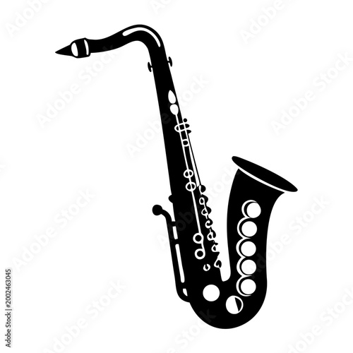 saxophone silhouette icon illustration for jazz music instrument performance and sound design