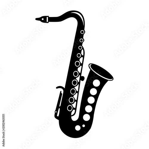alto saxophone silhouette icon illustration for music instrument jazz performance and sound design