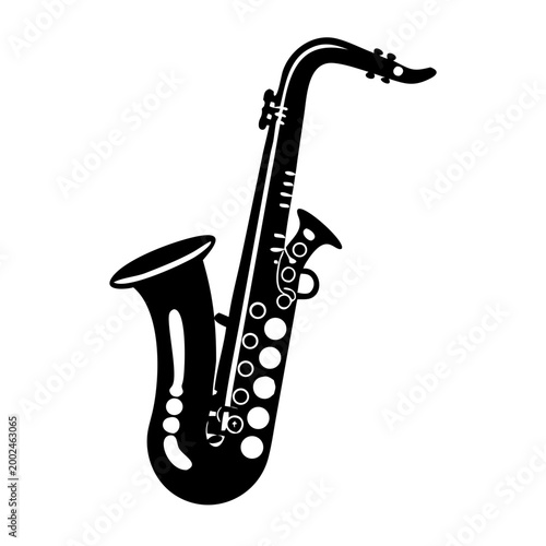 alto saxophone silhouette icon illustration for music instrument jazz performance and sound design