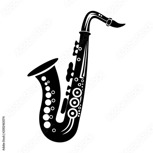 alto saxophone silhouette icon illustration for music instrument jazz performance and sound design