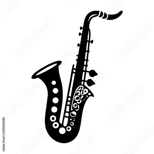 alto saxophone silhouette icon illustration for music instrument jazz performance and sound design