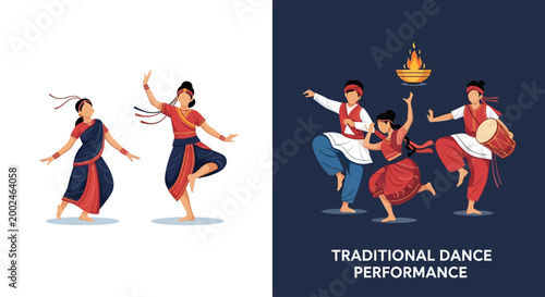 Traditional Indian Dance Performance with Dancers and Musician