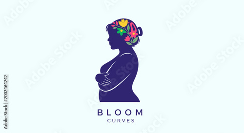 Silhouette of a Woman with Floral Hair and Crossed Arms.