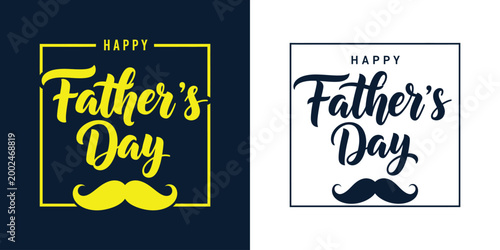 Happy father's day typography designs two vibrant and stylish greeting cards