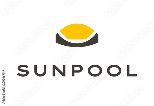 Sunpool Logo - Minimalist Sun and Pool Geometric Icon