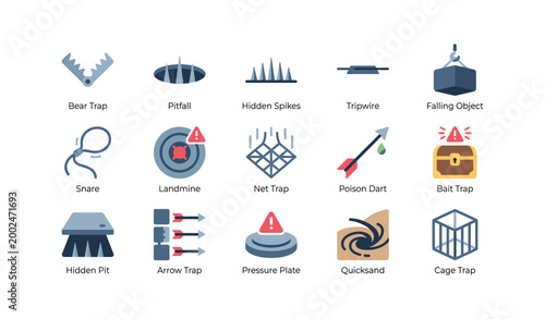 Trap icons showing different trap types on white background