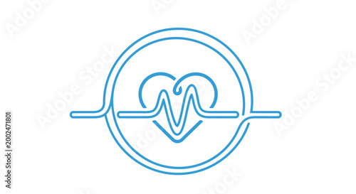 Blue heartbeat line art symbol inside a circle