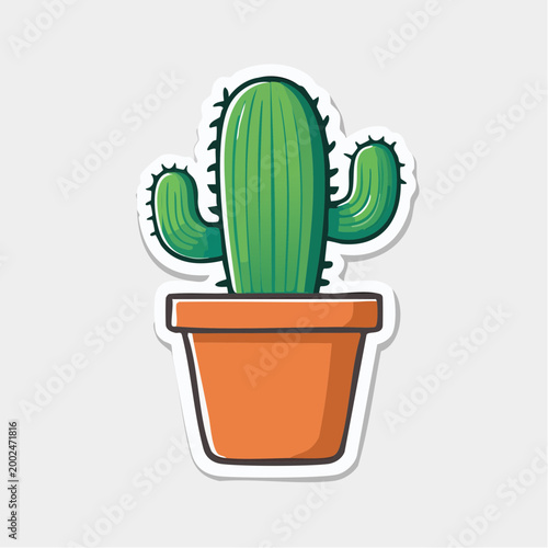 Cartoon Saguaro Cactus in a Pot