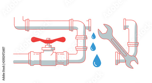 Plumbing repair and water leakage illustration