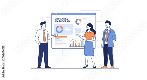 Business people discussing data analysis.