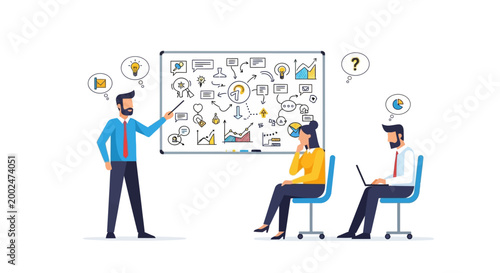 Business people discussing strategy together.