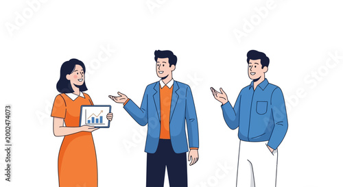 Business people discussing data chart.