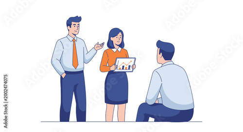 Business people discussing on laptop.