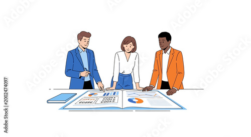 Diverse business team discussing strategy.