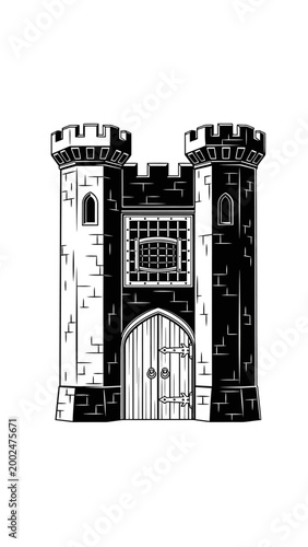 Bild auf Leinwand Medieval Castle Gate with Towers.