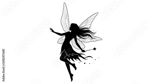 Fotografía Black silhouette of a mythical fairy.
