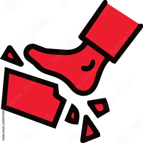 Foot breaking board vector icon flat design