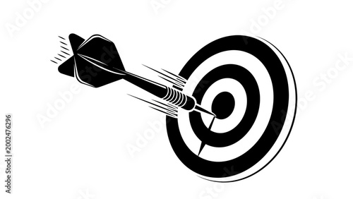 Dart hitting bullseye target accurately.