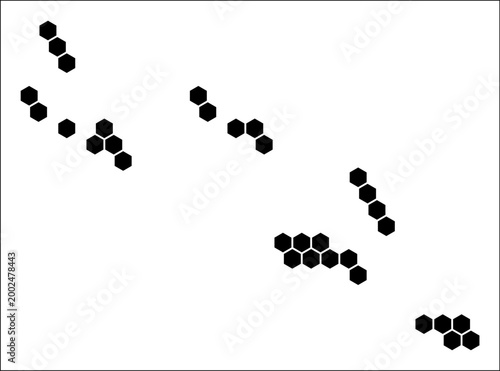 Solomon Islands simple black and white hexagon map shape template. Country plain hexagon cell dots. Solomon Islands flat honeycomb boundary. Vector Illustration.