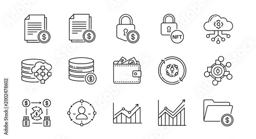 Business finance icons and symbols.
