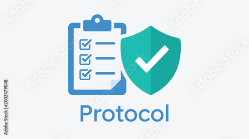 Vector graphic illustration of Protocol security checklist icon with shield Vector
