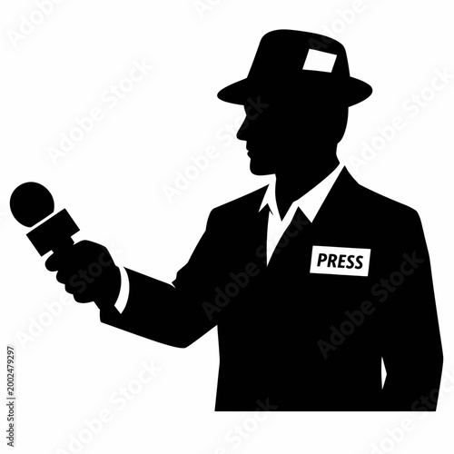 Journalist Silhouette with Microphone