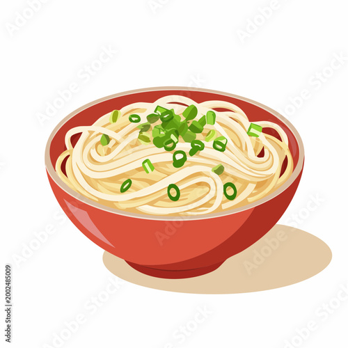 Bowl of Noodles with Green Onions