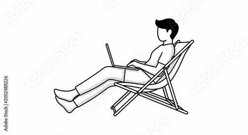Man sitting in a deck chair.