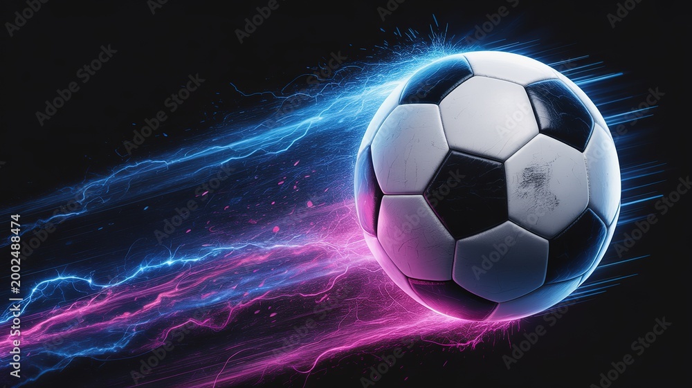 Fototapeta premium Vibrant dynamic Football World Cup themed graphic with bold red blue accents ideal for social media banners promotional posters event campaigns and sports fan content