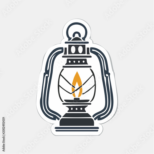 Vintage Oil Lantern with Flame Illustration