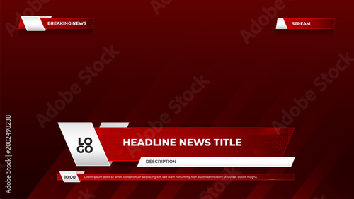 red lower third with news kit for broadcast and television template