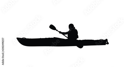 kayaker paddling silhouette high quality professional detailed modern