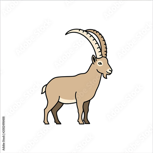 Alpine ibex vector illustration on white background