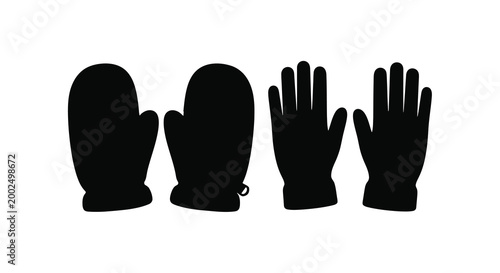 gloves and mittens silhouette high quality professional detailed