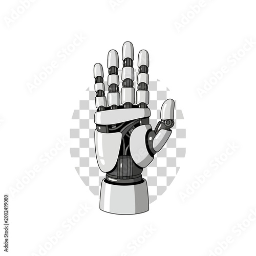 Robotic mechanical hand illustration for technology concept