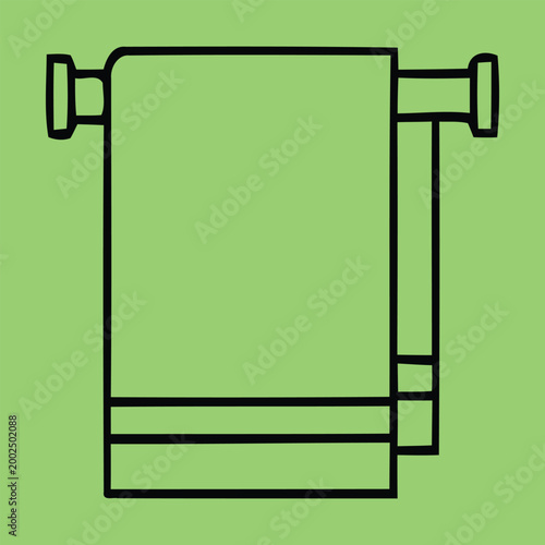 Simple line drawing of a wall mounted soap dispenser on a green background