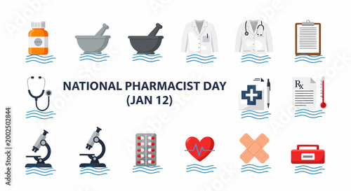 Pharmacist icons for National Pharmacist Day.
