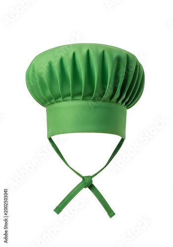 Bright green pleated chef hat with adjustable straps