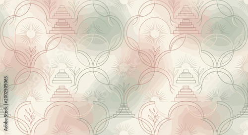 Elegant Art Deco Wellness Seamless Pattern for Luxury Brand Identity and Eco-Conscious Packaging Design
